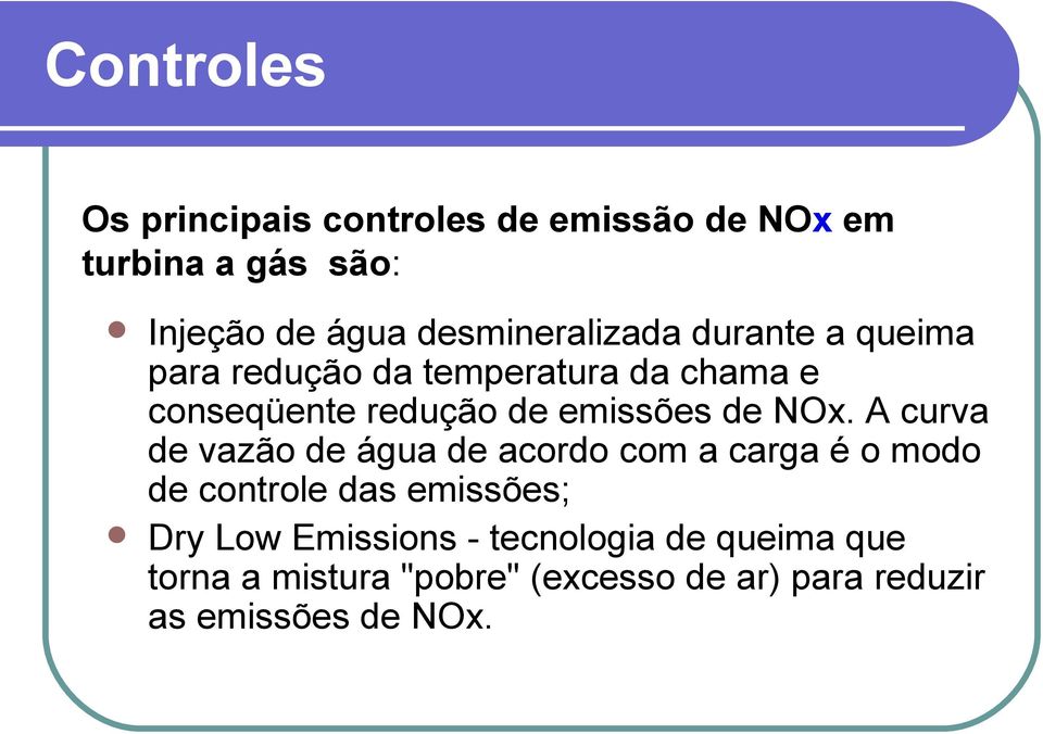 emissões de NOx.