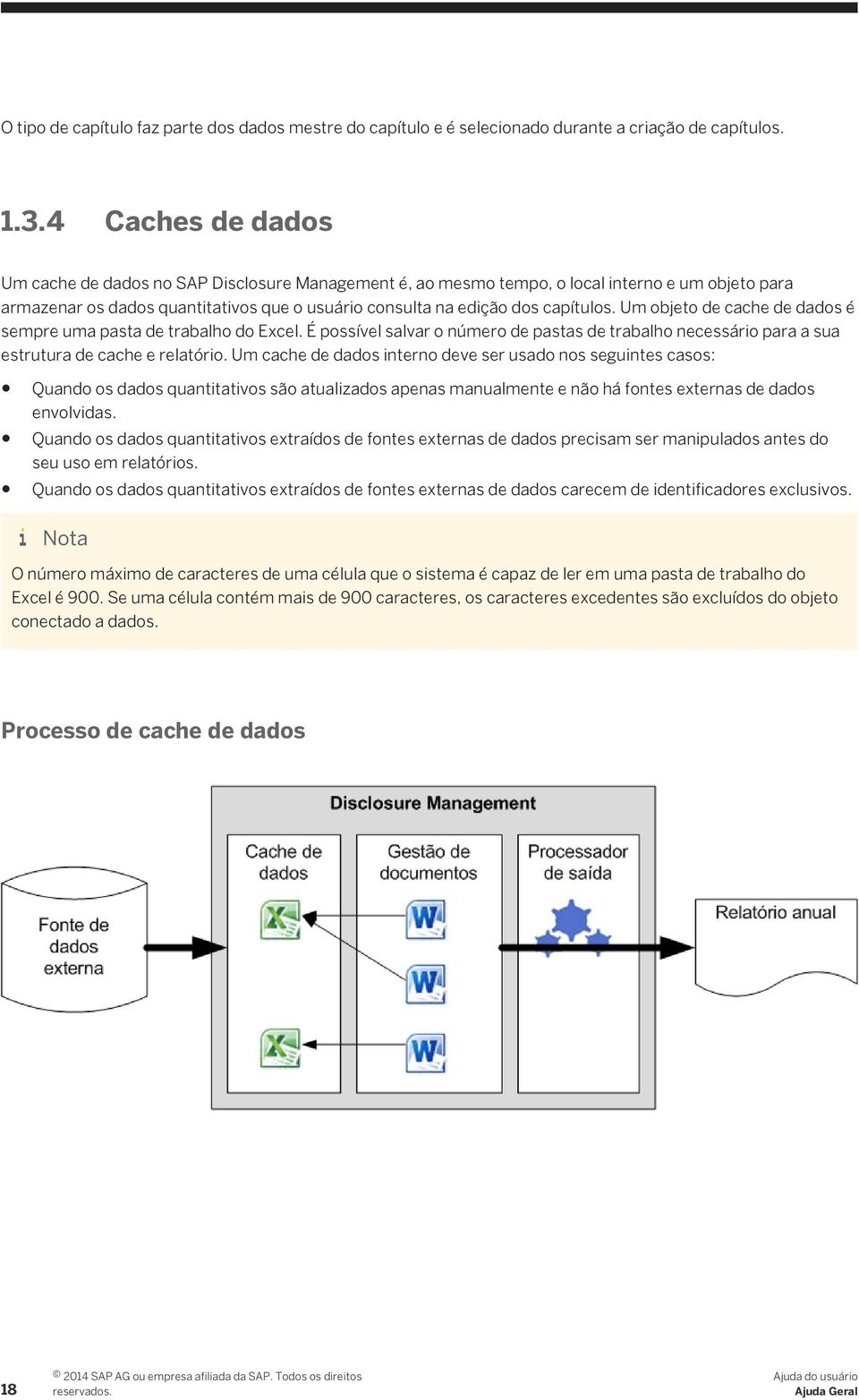 Um objeto de cache de dados é sempre uma pasta de trabalho do Excel. É possível salvar o número de pastas de trabalho necessário para a sua estrutura de cache e relatório.