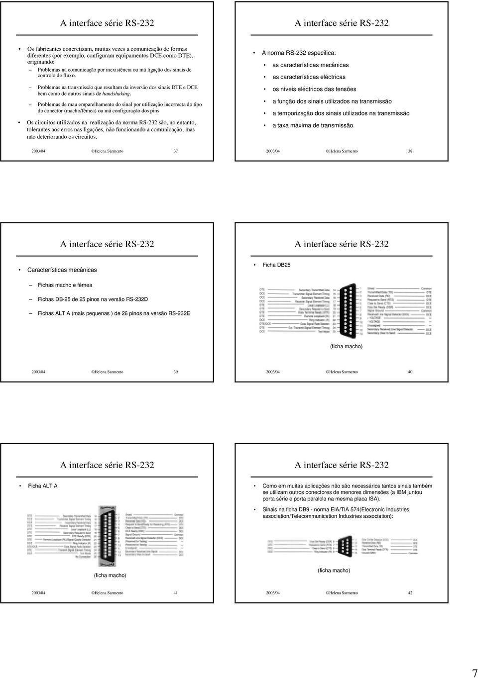 Problemas de mau emparelhamento do sinal por utilização incorrecta do tipo do conector (macho/fêmea) ou má configuração dos pins Os circuitos utilizados na realização da norma RS- são, no entanto,