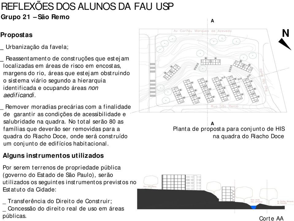 B _ Remover moradias precárias com a finalidade de garantir as condições de acessibilidade e salubridade na quadra.