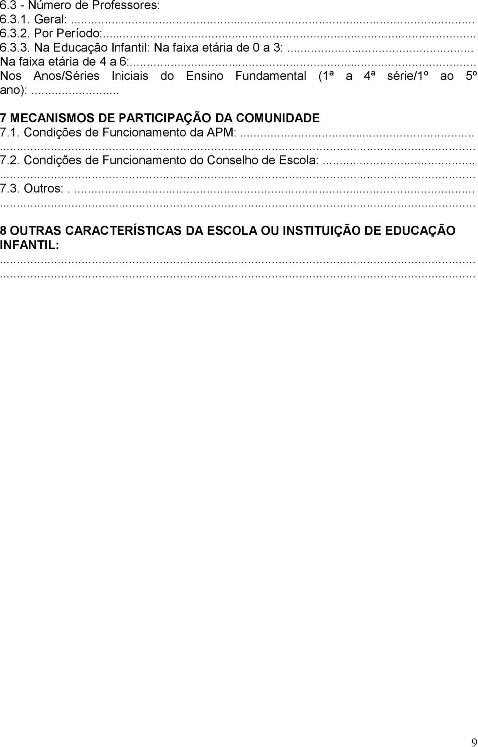 .. 7 MECANISMOS DE PARTICIPAÇÃO DA COMUNIDADE 7.1. Condições de Funcionamento da APM:... 7.2.