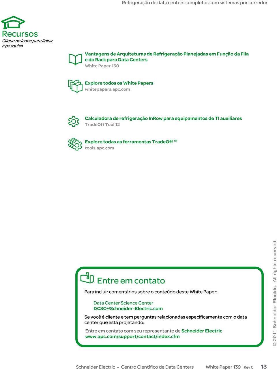 com Se você é cliente e tem perguntas relacionadas especificamente com o data center que está projetando: Entre em contato com seu representante de Schneider Electric www.apc.