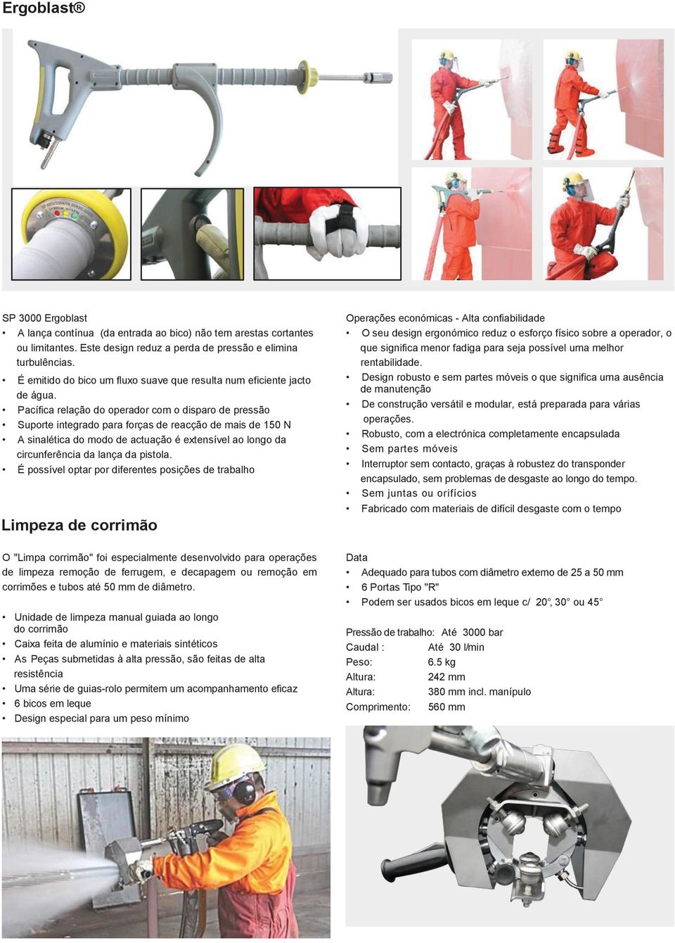 Pacífica relação do operador com o disparo de pressão Suporte integrado para forças de reacção de mais de 150 N A sinalética do modo de actuação é extensível ao longo da circunferência da lança da