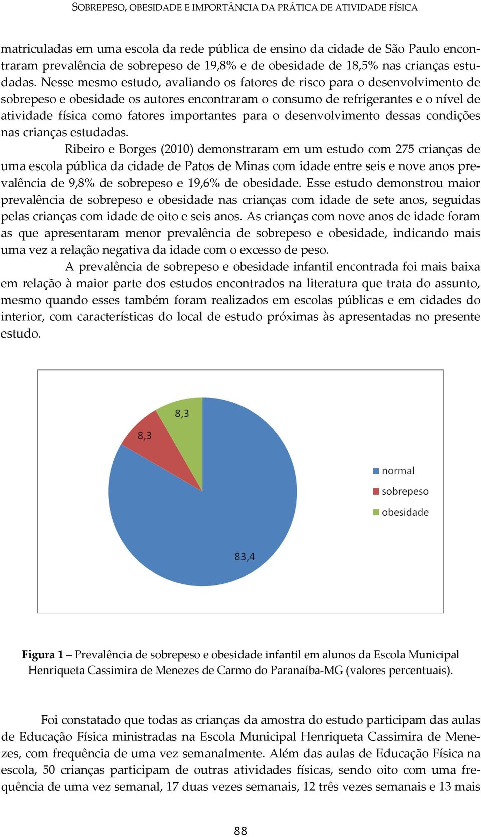 Nesse mesmo estudo, avaliando os fatores de risco para o desenvolvimento de sobrepeso e obesidade os autores encontraram o consumo de refrigerantes e o nível de atividade física como fatores