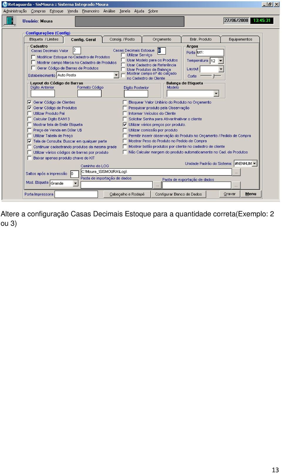 para a quantidade