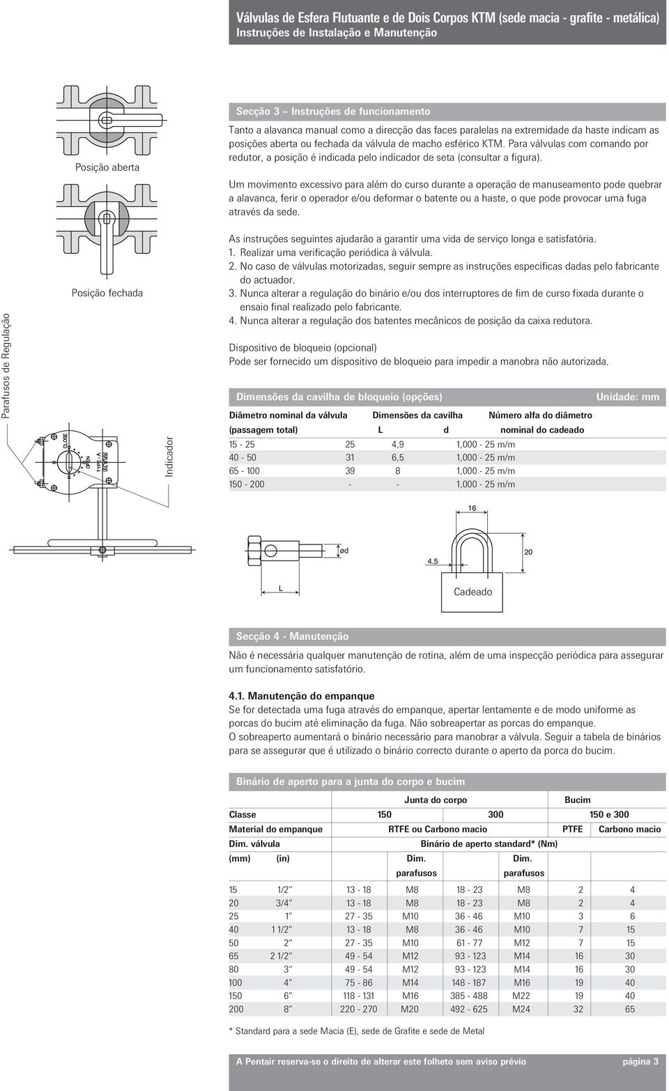 Um movimento excessivo para além do curso durante a operação de manuseamento pode quebrar a alavanca, ferir o operador e/ou deformar o batente ou a haste, o que pode provocar uma fuga através da sede.