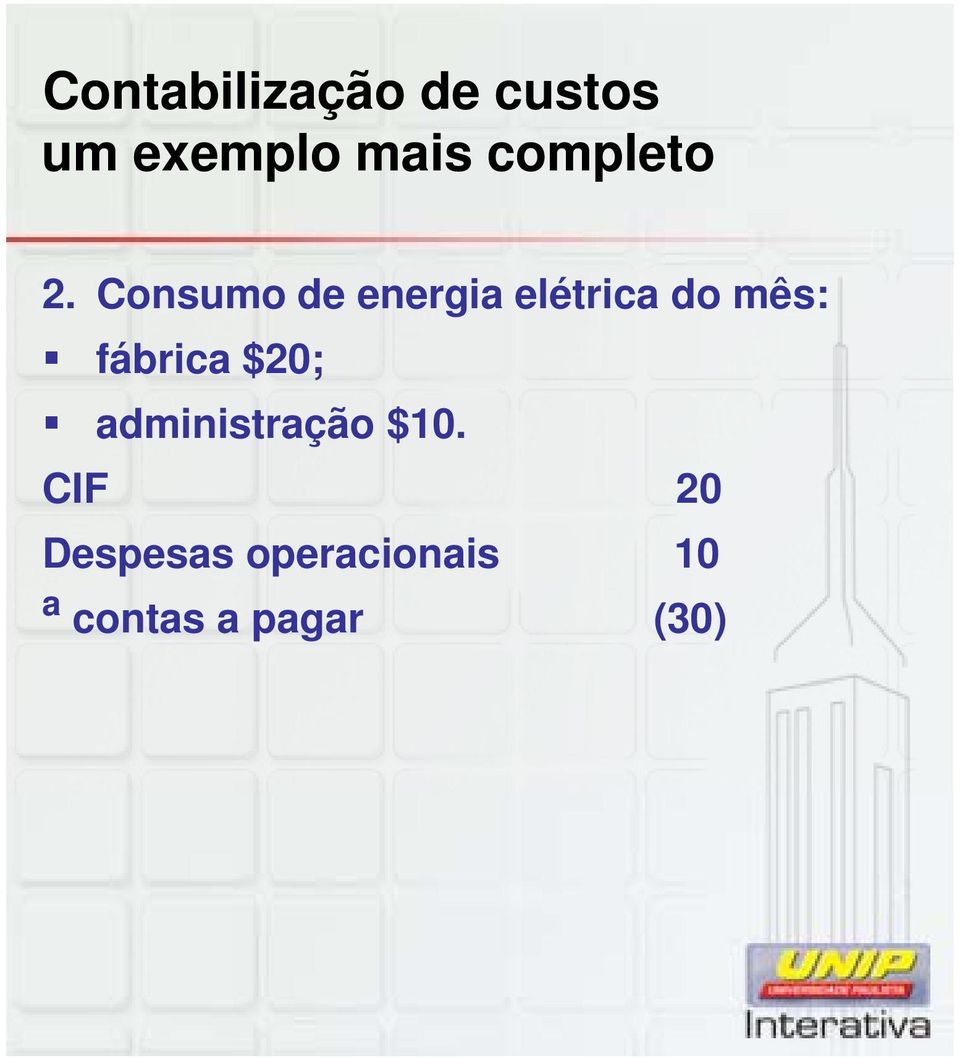 Consumo de energia elétrica do mês: fábrica
