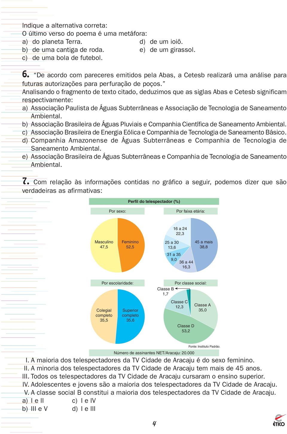 Analisando o fragmento de texto citado, deduzimos que as siglas Abas e Cetesb significam respectivamente: a) Associação Paulista de Águas Subterrâneas e Associação de Tecnologia de Saneamento