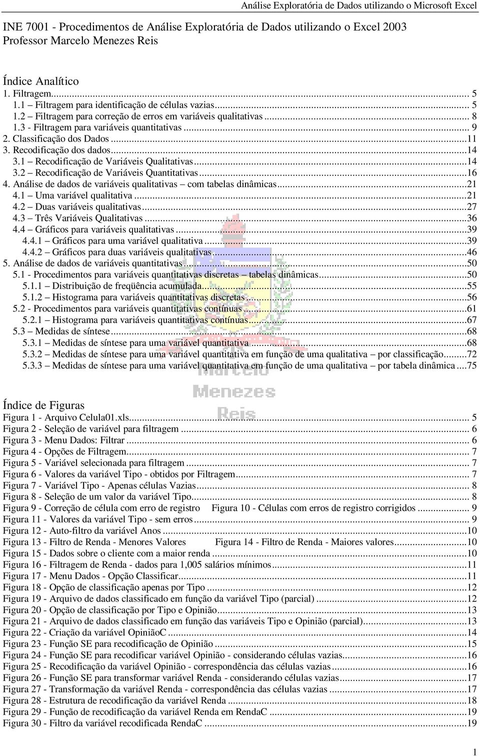 1 Recodificação de Variáveis Qualitativas...14 3.2 Recodificação de Variáveis Quantitativas...16 4. Análise de dados de variáveis qualitativas com tabelas dinâmicas...21 4.1 Uma variável qualitativa.