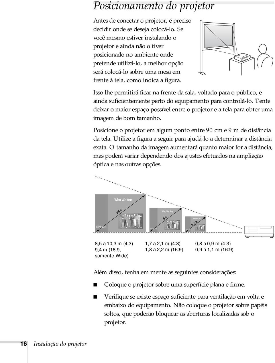 Isso lhe permitirá ficar na frente da sala, voltado para o público, e ainda suficientemente perto do equipamento para controlá-lo.