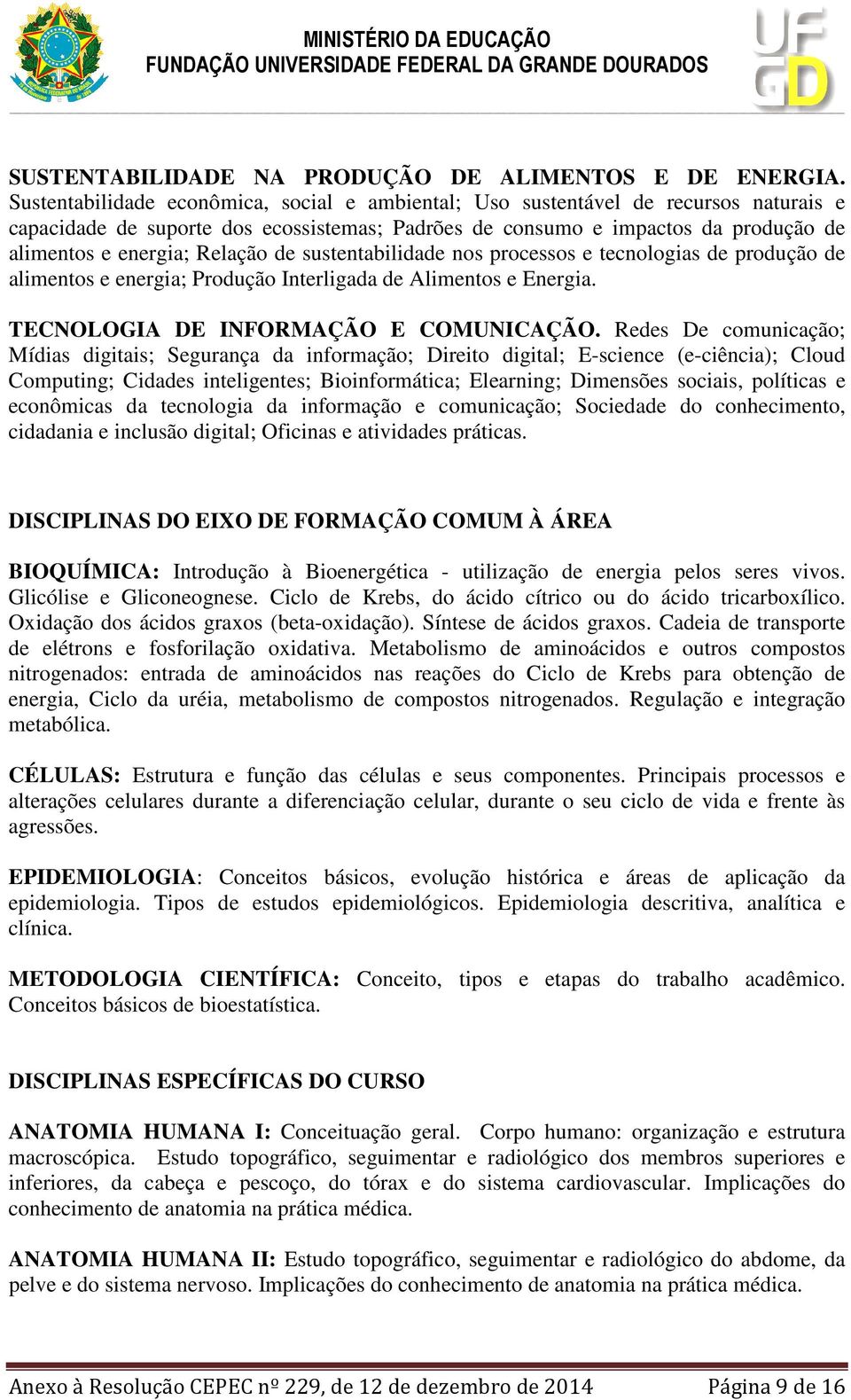 Relação de sustentabilidade nos processos e tecnologias de produção de alimentos e energia; Produção Interligada de Alimentos e Energia. TECNOLOGIA DE INFORMAÇÃO E COMUNICAÇÃO.