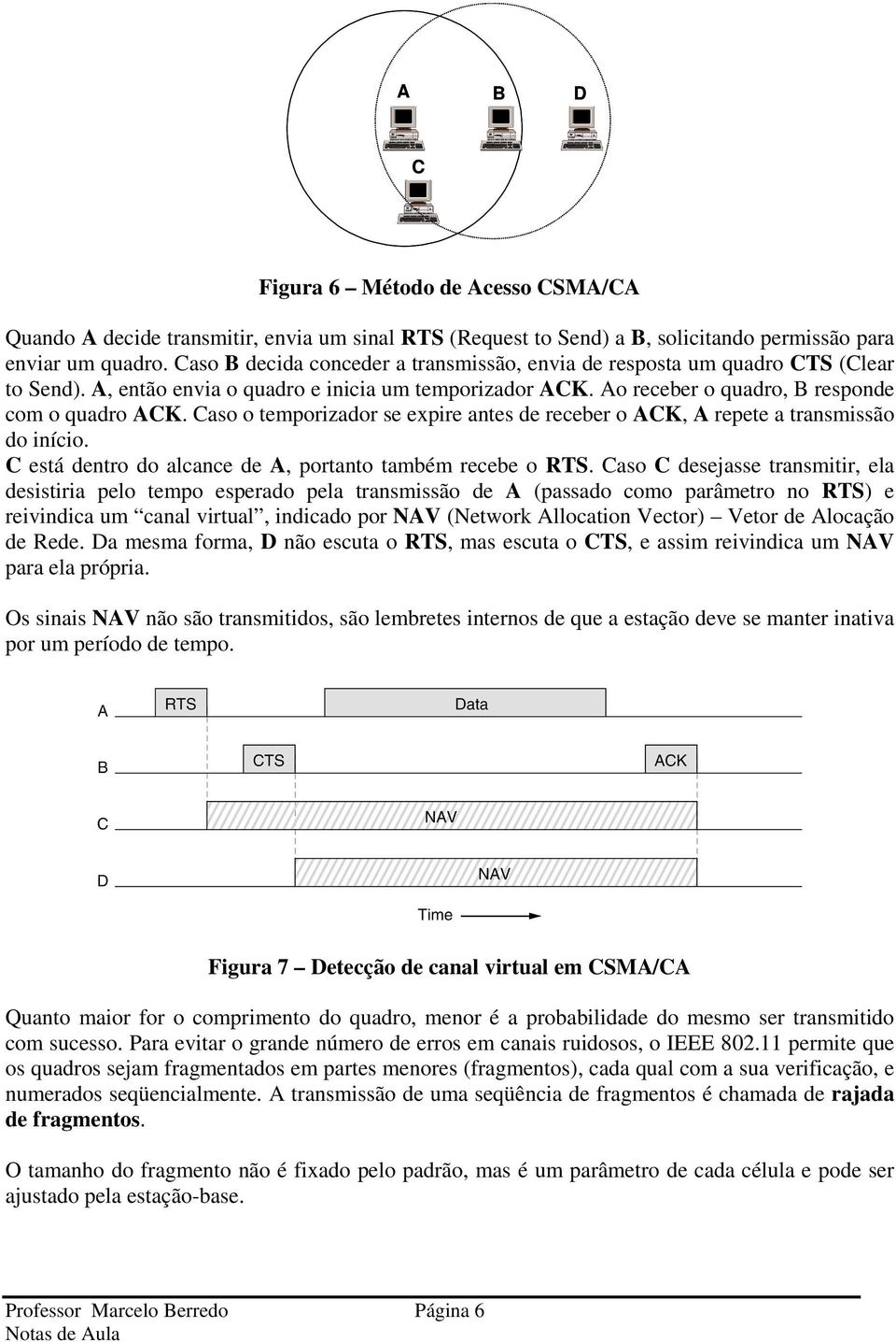 Caso o temporizador se expire antes de receber o ACK, A repete a transmissão do início. C está dentro do alcance de A, portanto também recebe o RTS.