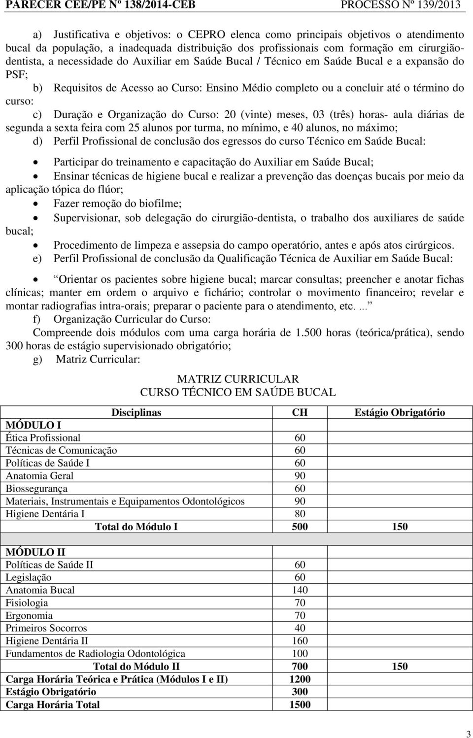 Curso: 20 (vinte) meses, 03 (três) horas- aula diárias de segunda a sexta feira com 25 alunos por turma, no mínimo, e 40 alunos, no máximo; d) Perfil Profissional de conclusão dos egressos do curso