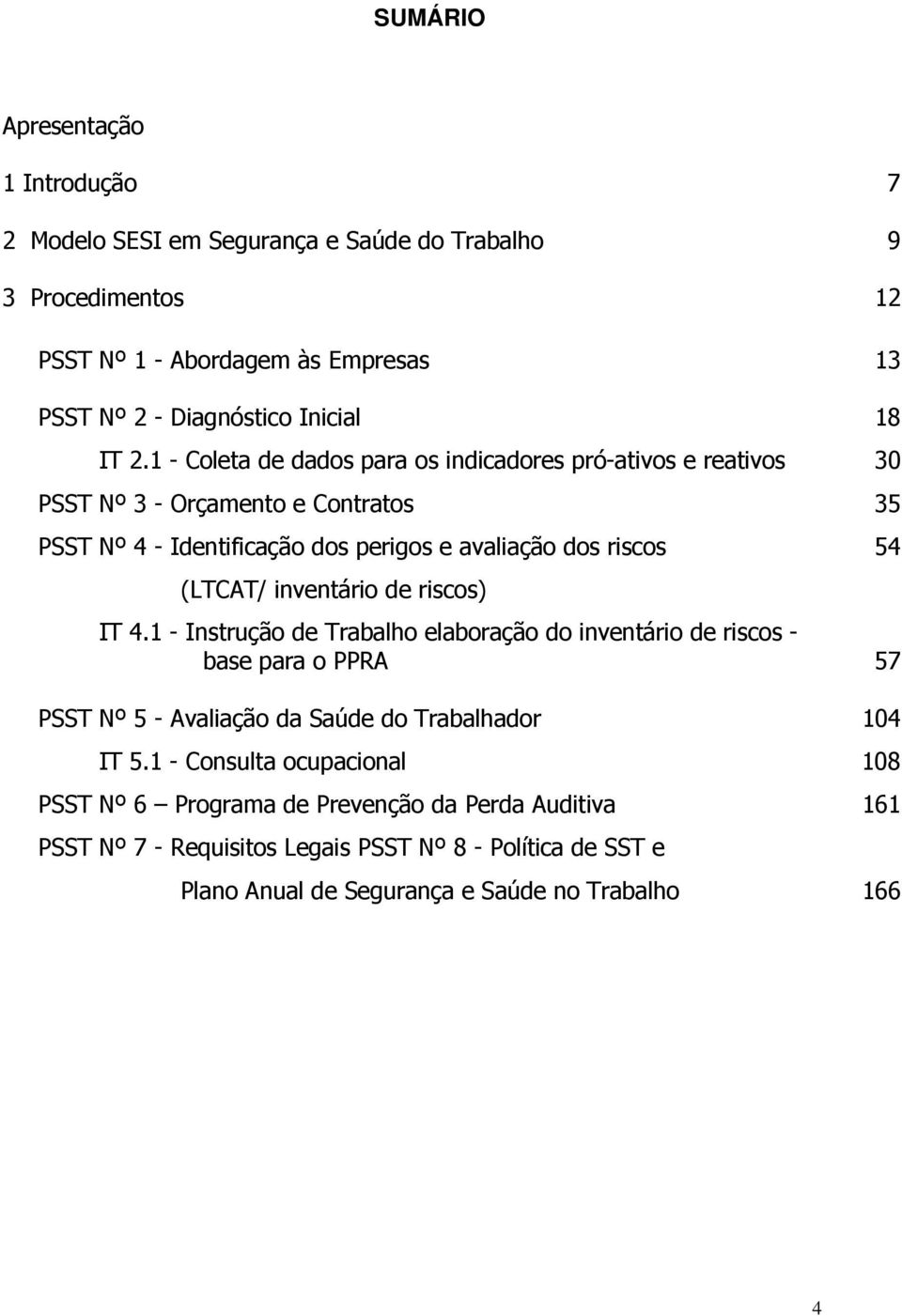 inventário de riscos) IT 4.1 - Instrução de Trabalho elaboração do inventário de riscos - base para o PPRA 57 PSST Nº 5 - Avaliação da Saúde do Trabalhador 104 IT 5.