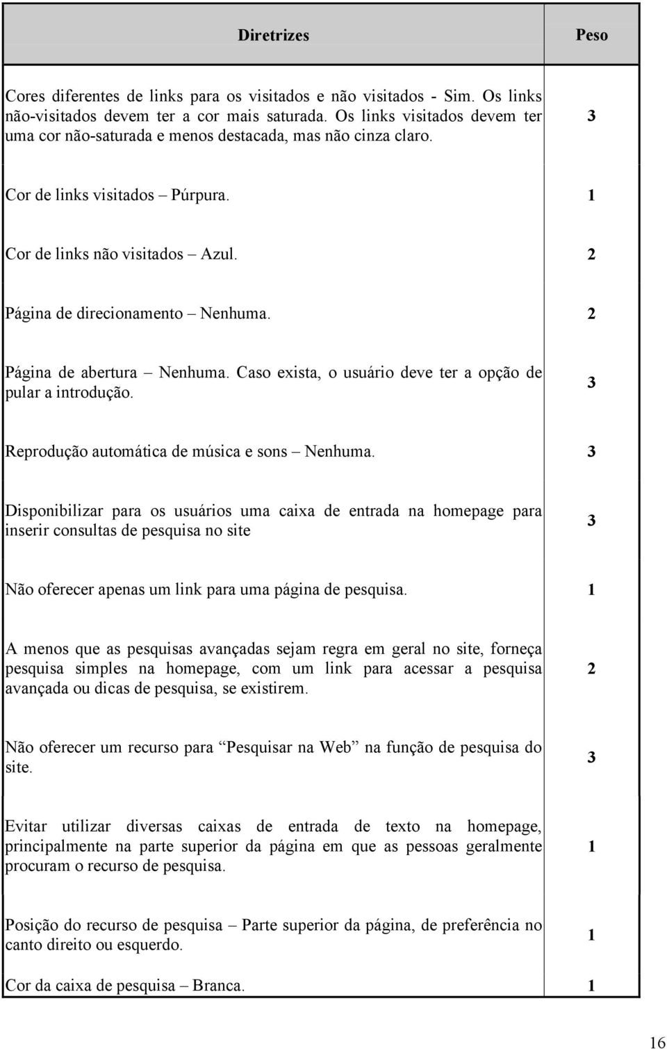 2 Página de abertura Nenhuma. Caso exista, o usuário deve ter a opção de pular a introdução. Reprodução automática de música e sons Nenhuma.