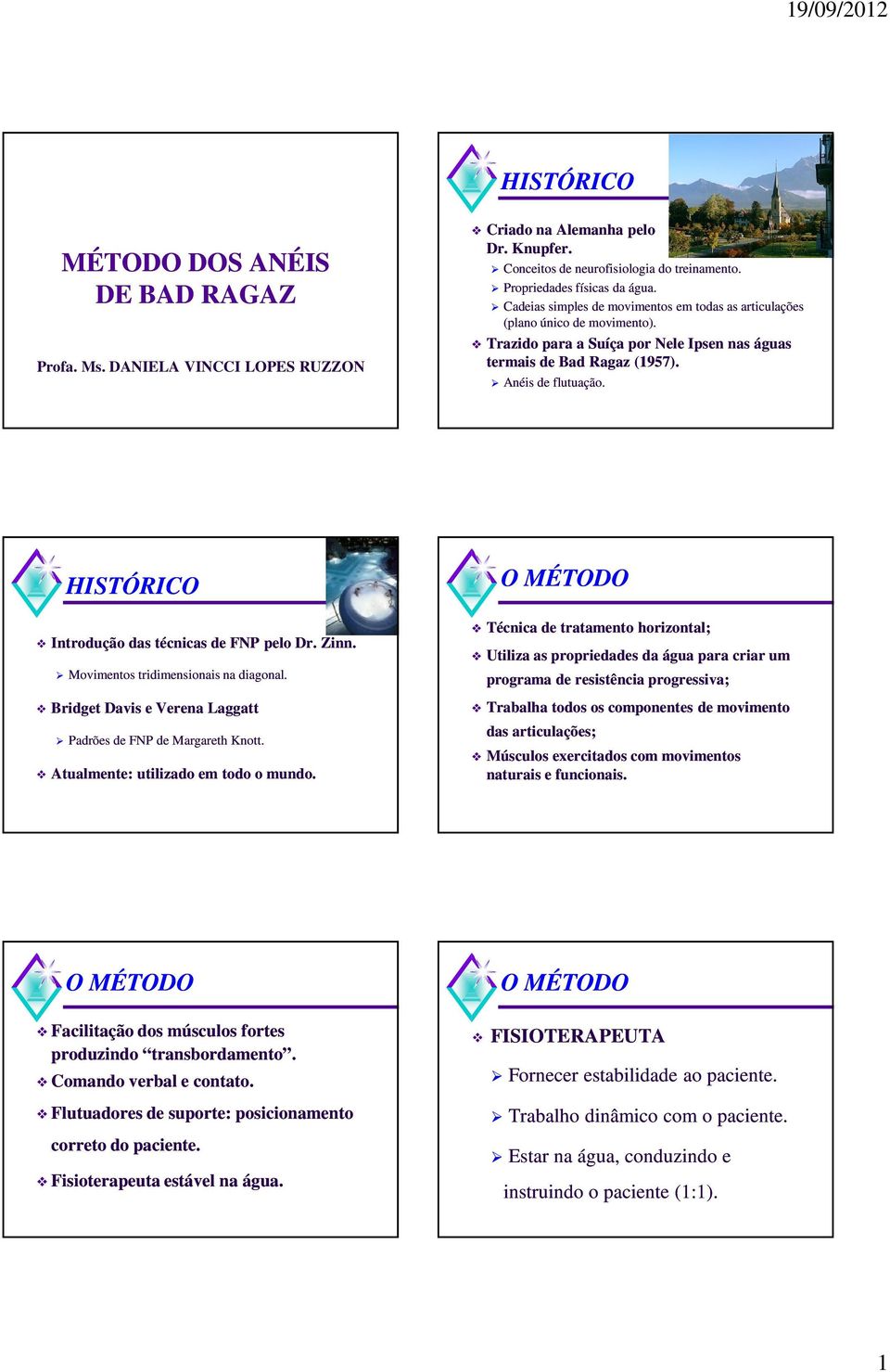 HISTÓRICO Introdução das técnicas de FNP pelo Dr. Zinn. Movimentos tridimensionais na diagonal. Bridget Davis e Verena Laggatt Padrões de FNP de Margareth Knott. Atualmente: utilizado em todo o mundo.