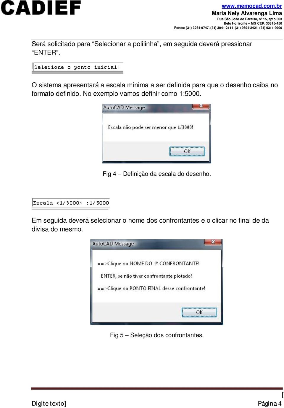 No exemplo vamos definir como 1:5000. Fig 4 Definição da escala do desenho.