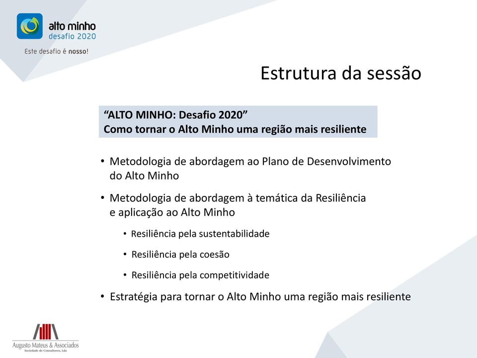 temática da Resiliência e aplicação ao Alto Minho Resiliência pela sustentabilidade Resiliência