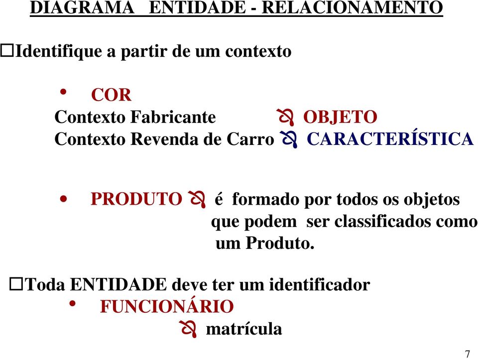 PRODUTO é formado por todos os objetos que podem ser classificados como