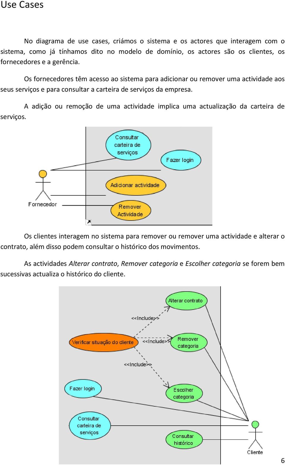 A adição ou remoção de uma actividade implica uma actualização da carteira de serviços.