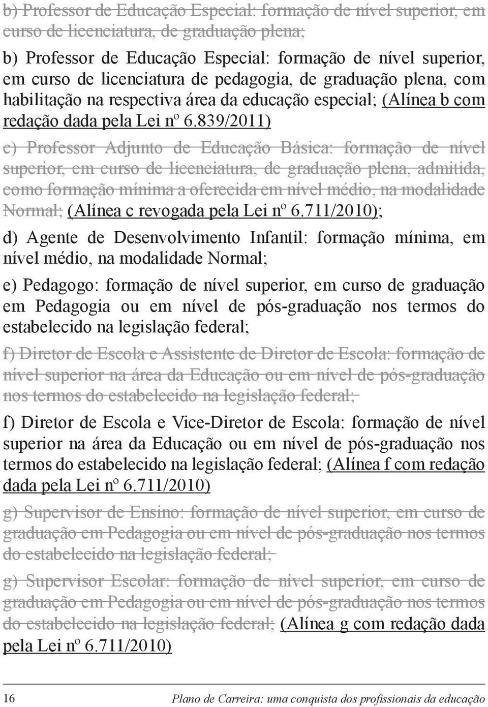 839/2011) c) Professor Adjunto de Educação Básica: formação de nível superior, em curso de licenciatura, de graduação plena, admitida, como formação mínima a oferecida em nível médio, na modalidade