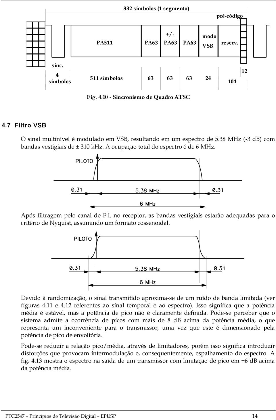 Após filtragem pelo canal de F.I. no receptor, as bandas vestigiais estarão adequadas para o critério de Nyquist, assumindo um formato cossenoidal.