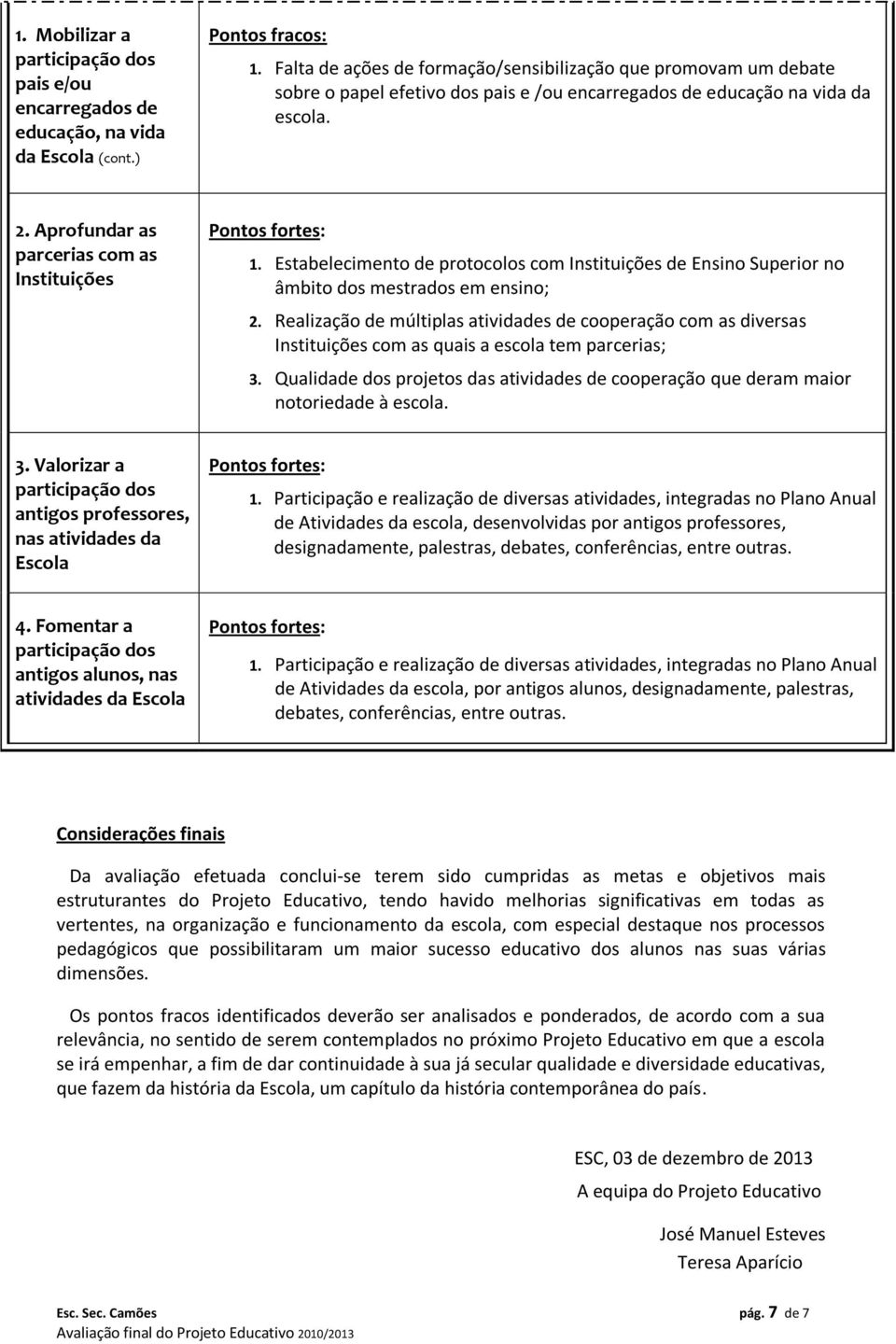 Estabelecimento de protocolos com Instituições de Ensino Superior no âmbito dos mestrados em ensino; 2.