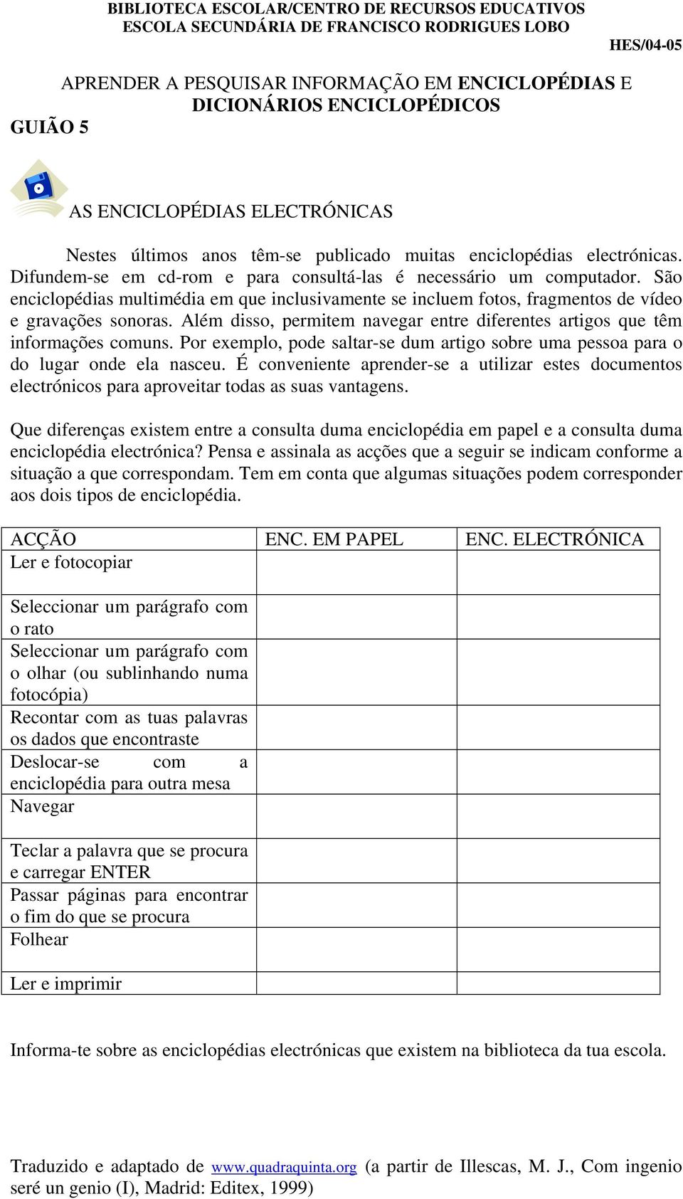 Por exemplo, pode saltar-se dum artigo sobre uma pessoa para o do lugar onde ela nasceu. É conveniente aprender-se a utilizar estes documentos electrónicos para aproveitar todas as suas vantagens.