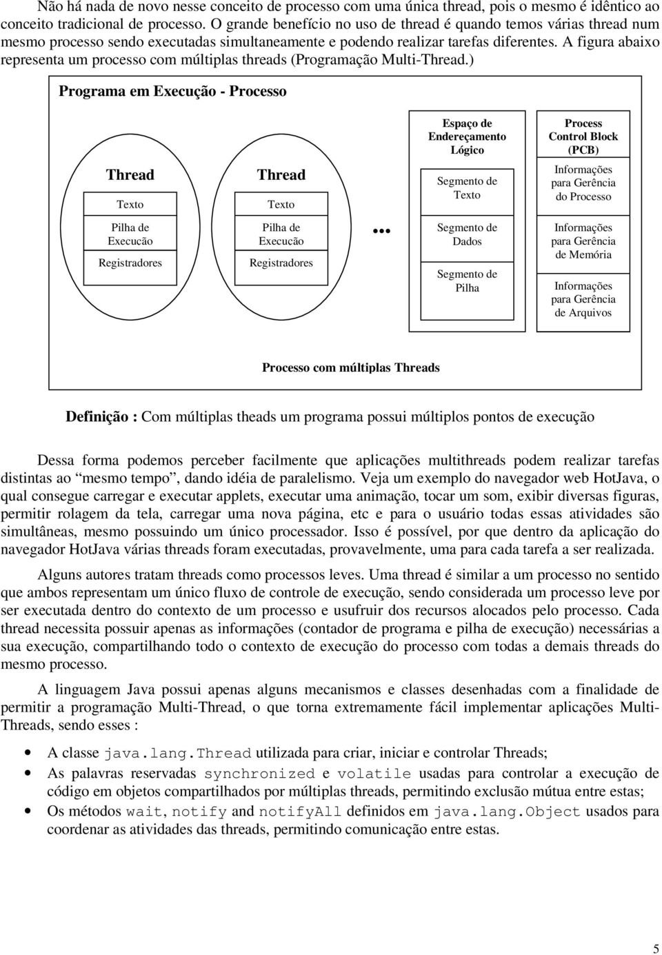 A figura abaixo representa um processo com múltiplas threads (Programação Multi-Thread.