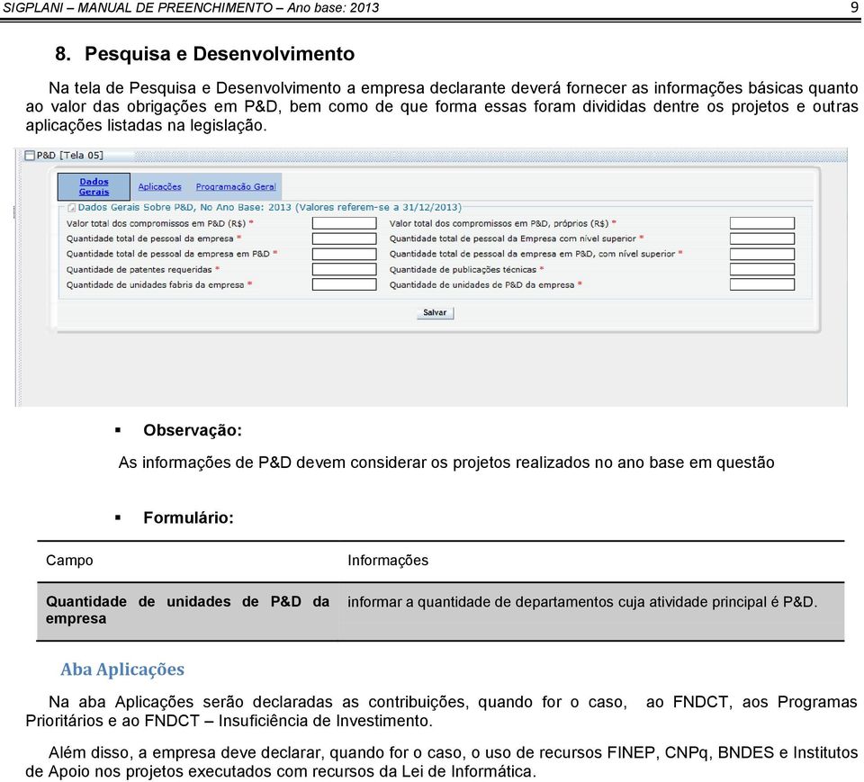 divididas dentre os projetos e outras aplicações listadas na legislação.