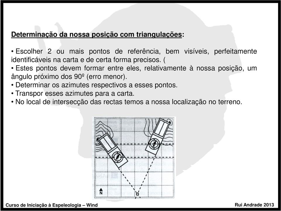 ( Estes pontos devem formar entre eles, relativamente à nossa posição, um ângulo próximo dos 90º (erro menor).