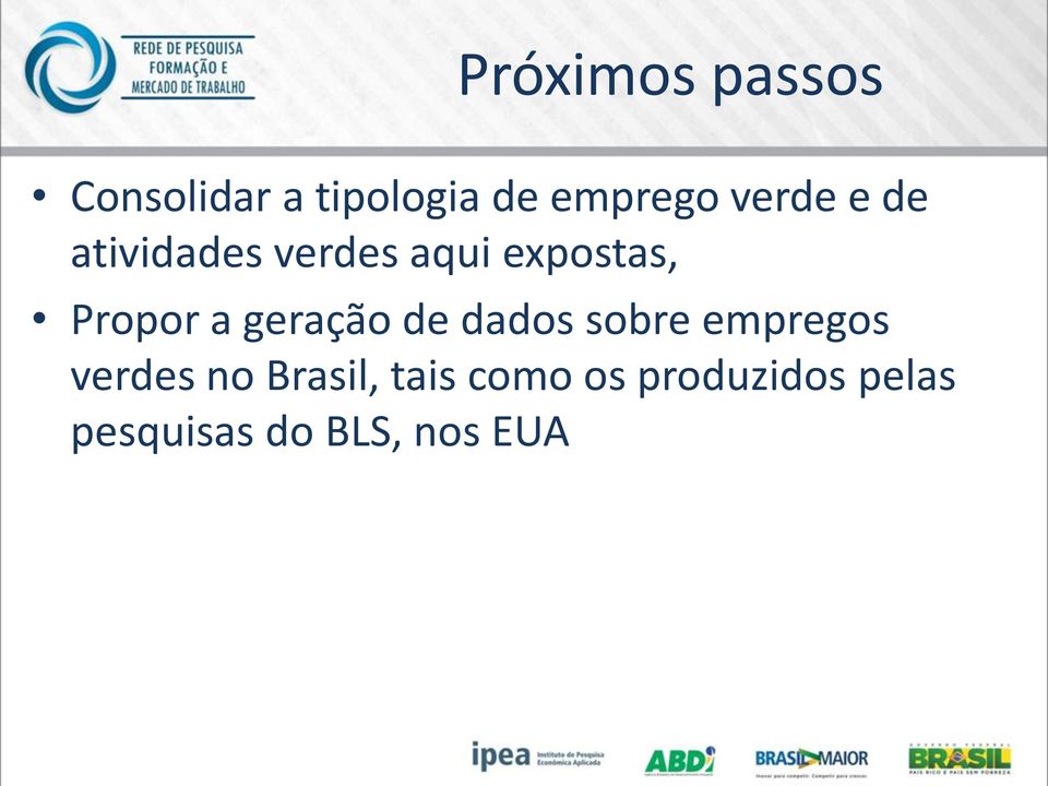 a geração de dados sobre empregos verdes no Brasil,