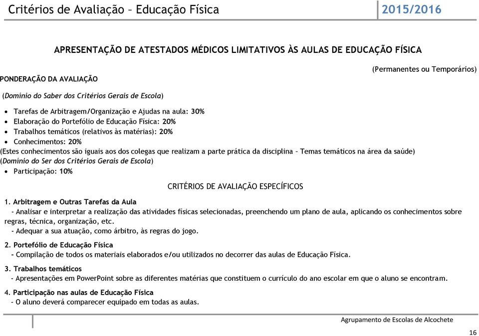 dos colegas que realizam a parte prática da disciplina Temas temáticos na área da saúde) (Domínio do Ser dos Critérios Gerais de Escola) Participação: 10% CRITÉRIOS DE AVALIAÇÃO ESPECÍFICOS 1.