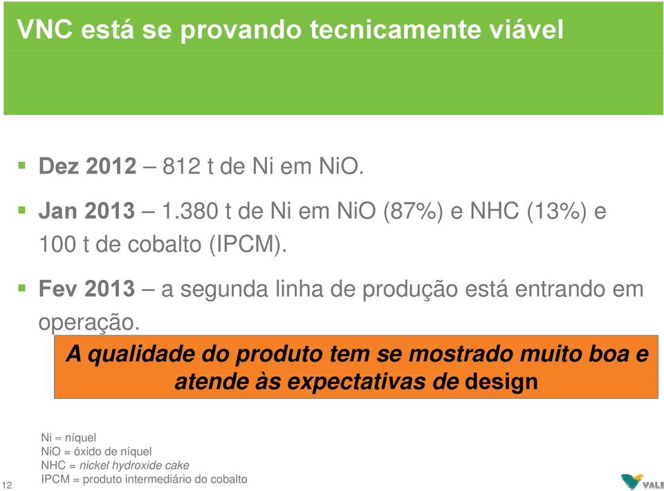 Fev 2013 a segunda linha de produção está entrando em operação.