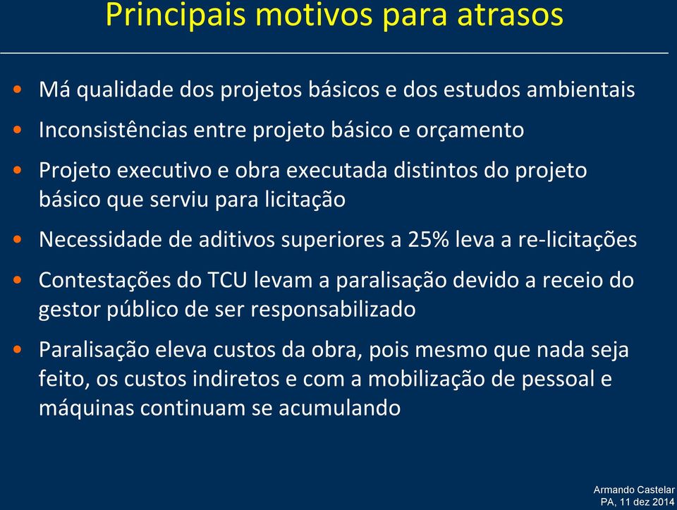 a 25% leva a re-licitações Contestações do TCU levam a paralisação devido a receio do gestor público de ser responsabilizado