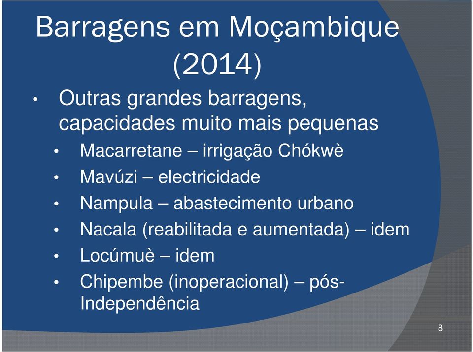 Mavúzi electricidade Nampula abastecimento urbano Nacala