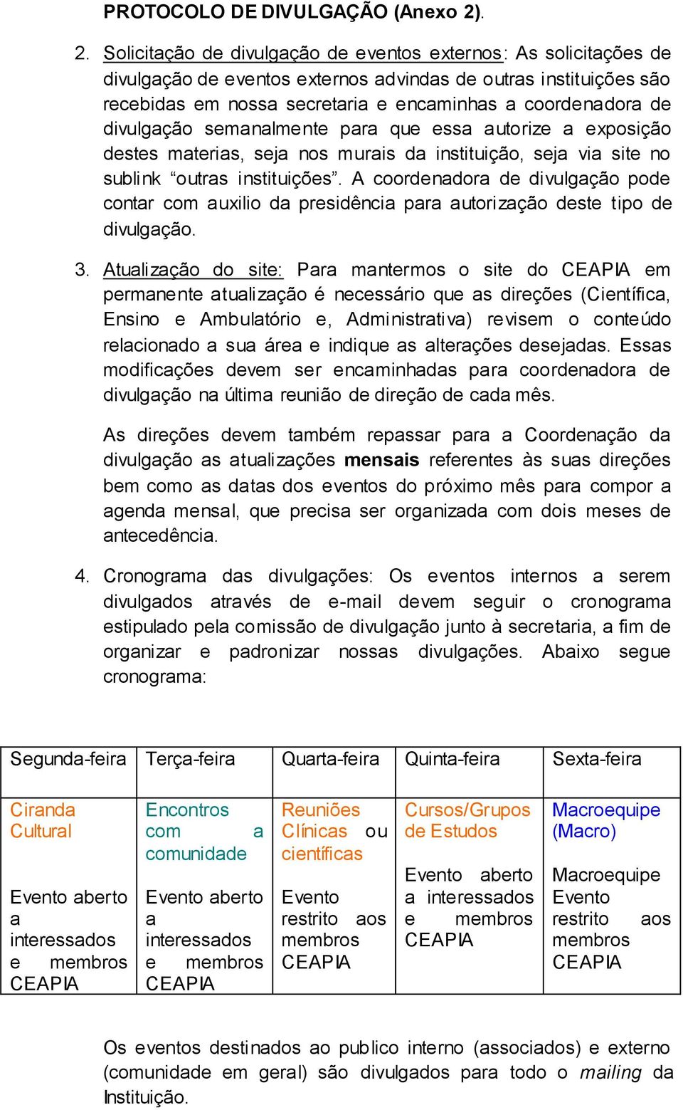 divulgação semanalmente para que essa autorize a exposição destes materias, seja nos murais da instituição, seja via site no sublink outras instituições.