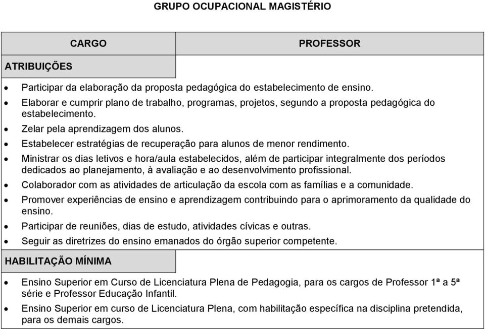 Estabelecer estratégias de recuperação para alunos de menor rendimento.