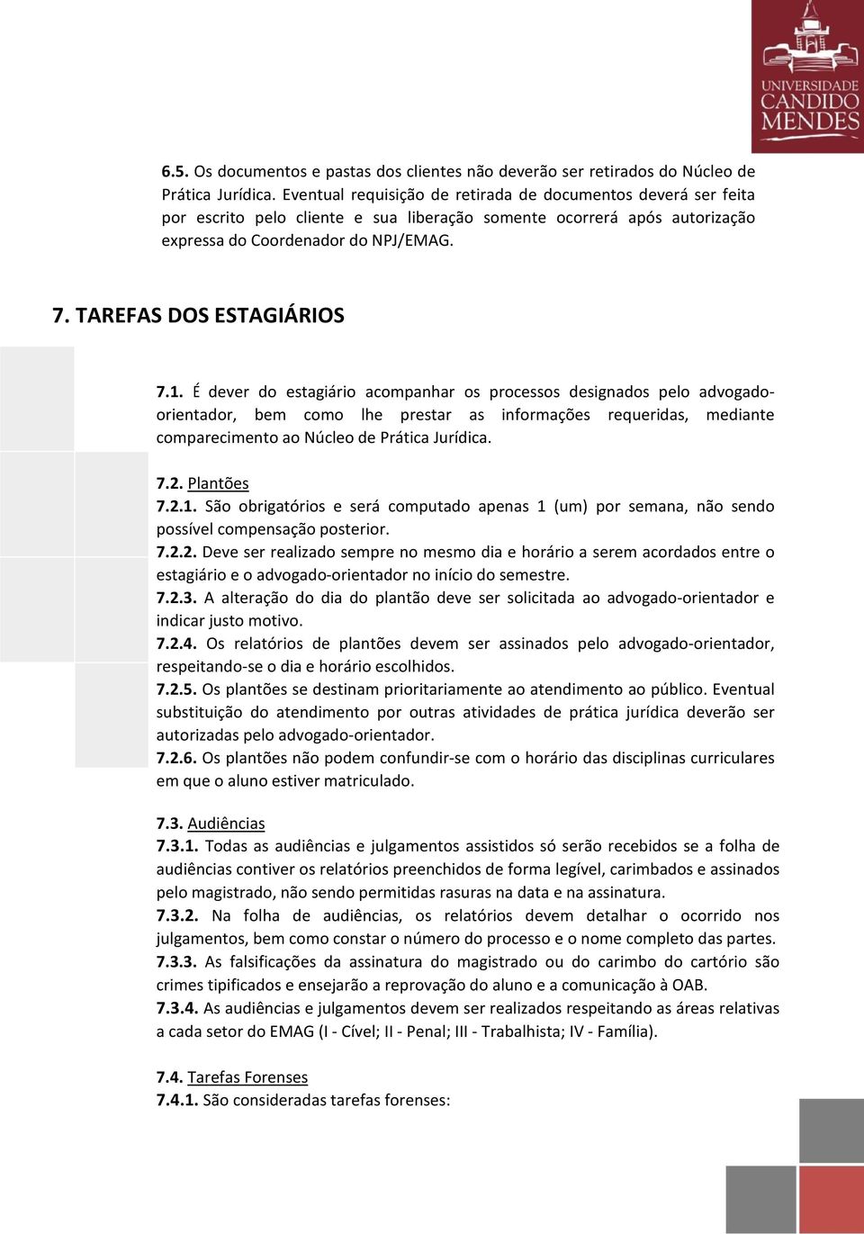 TAREFAS DOS ESTAGIÁRIOS 7.1.