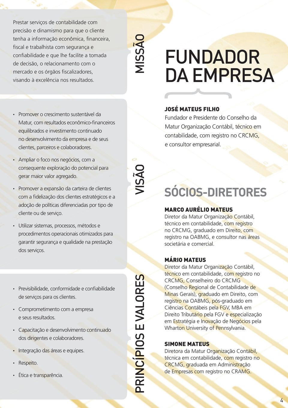 MISSÃO FUNDADOR DA EMPRESA Promover o crescimento sustentável da Matur, com resultados econômico-financeiros equilibrados e investimento continuado no desenvolvimento da empresa e de seus clientes,