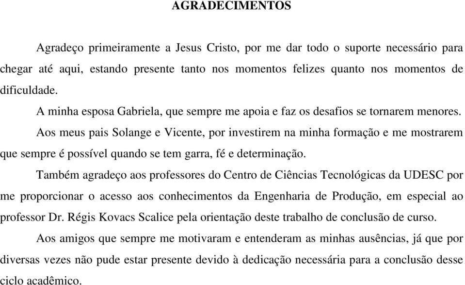 Aos meus pais Solange e Vicente, por investirem na minha formação e me mostrarem que sempre é possível quando se tem garra, fé e determinação.