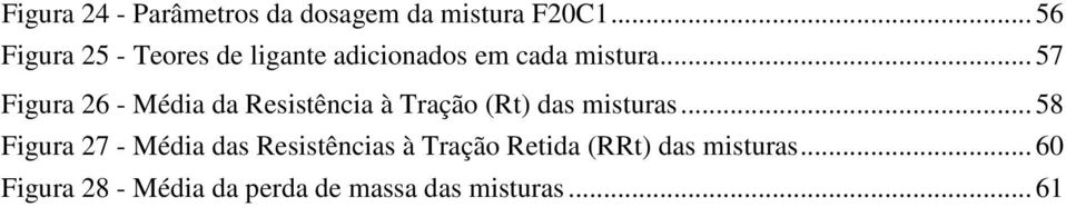 .. 57 Figura 26 - Média da Resistência à Tração (Rt) das misturas.