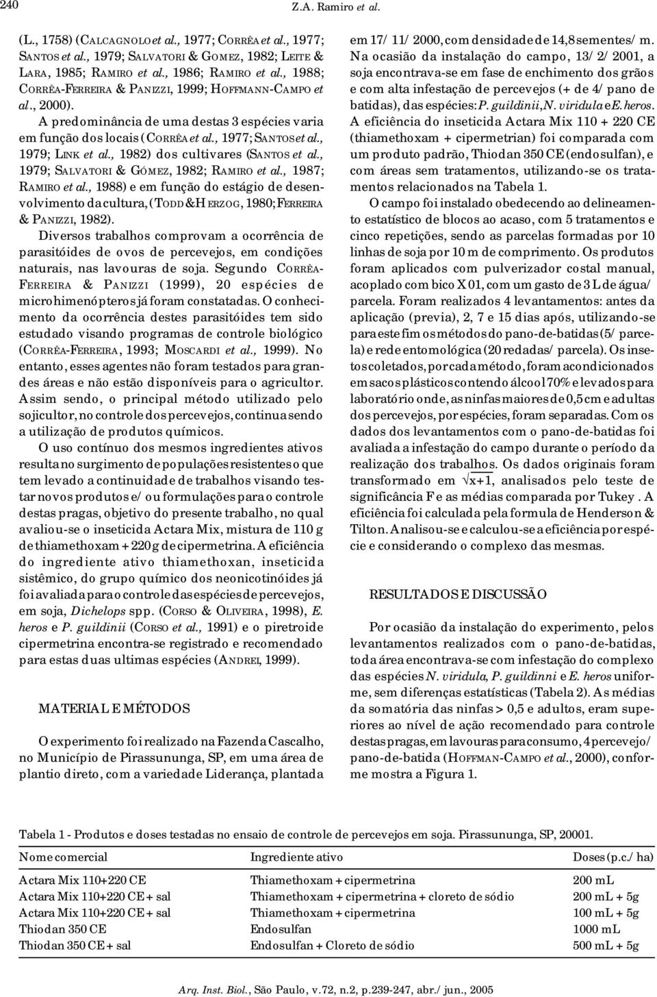 , 1982) dos cultivares (SANTOS et al., 1979; SALVATORI & GÓMEZ, 1982; RAMIRO et al., 1987; RAMIRO et al.
