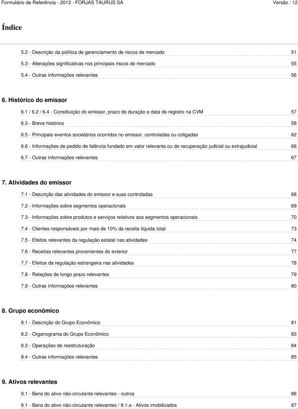 5 - Principais eventos societários ocorridos no emissor, controladas ou coligadas 62 6.