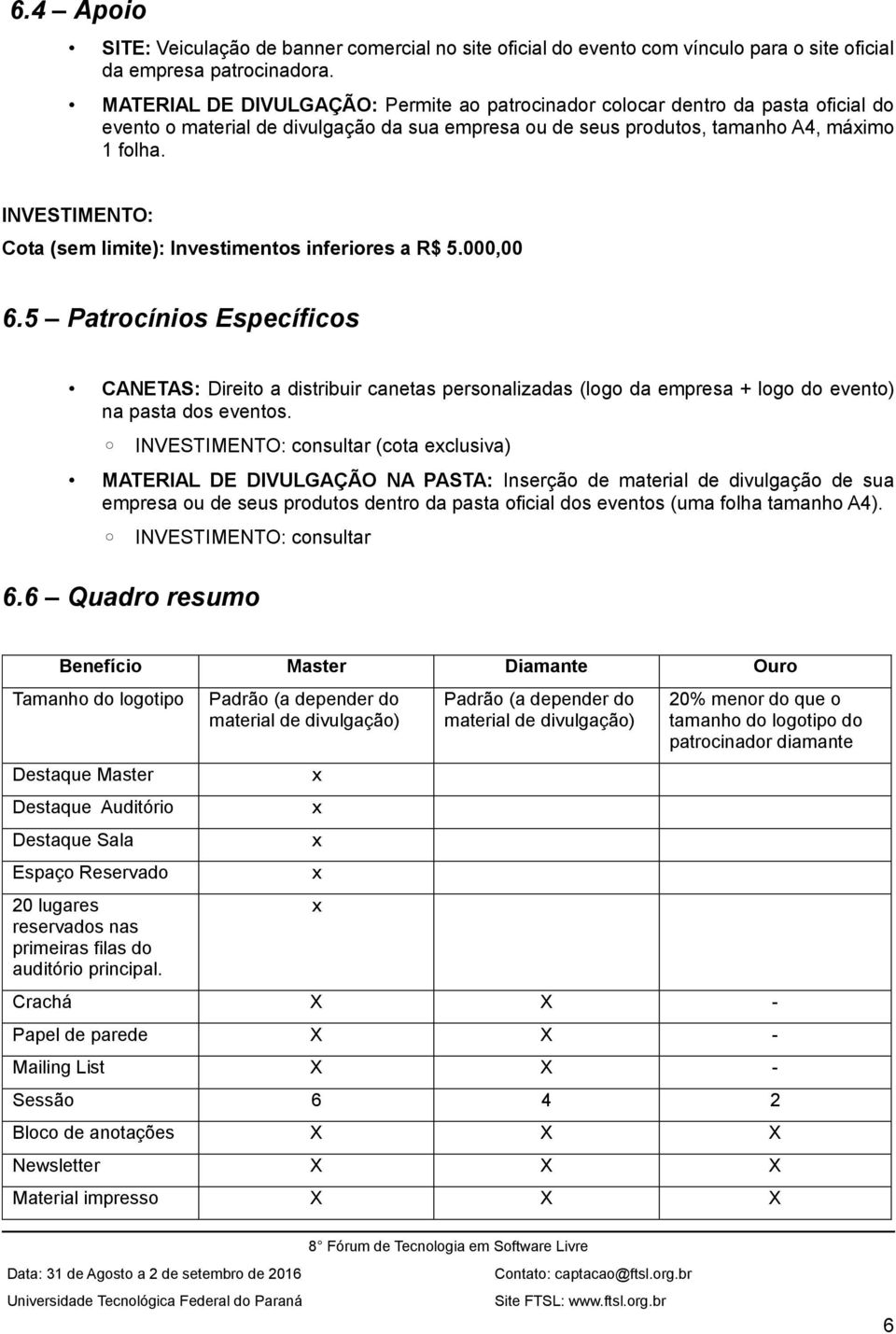 INVESTIMENTO: Cota (sem limite): Investimentos inferiores a R$ 5.000,00 6.