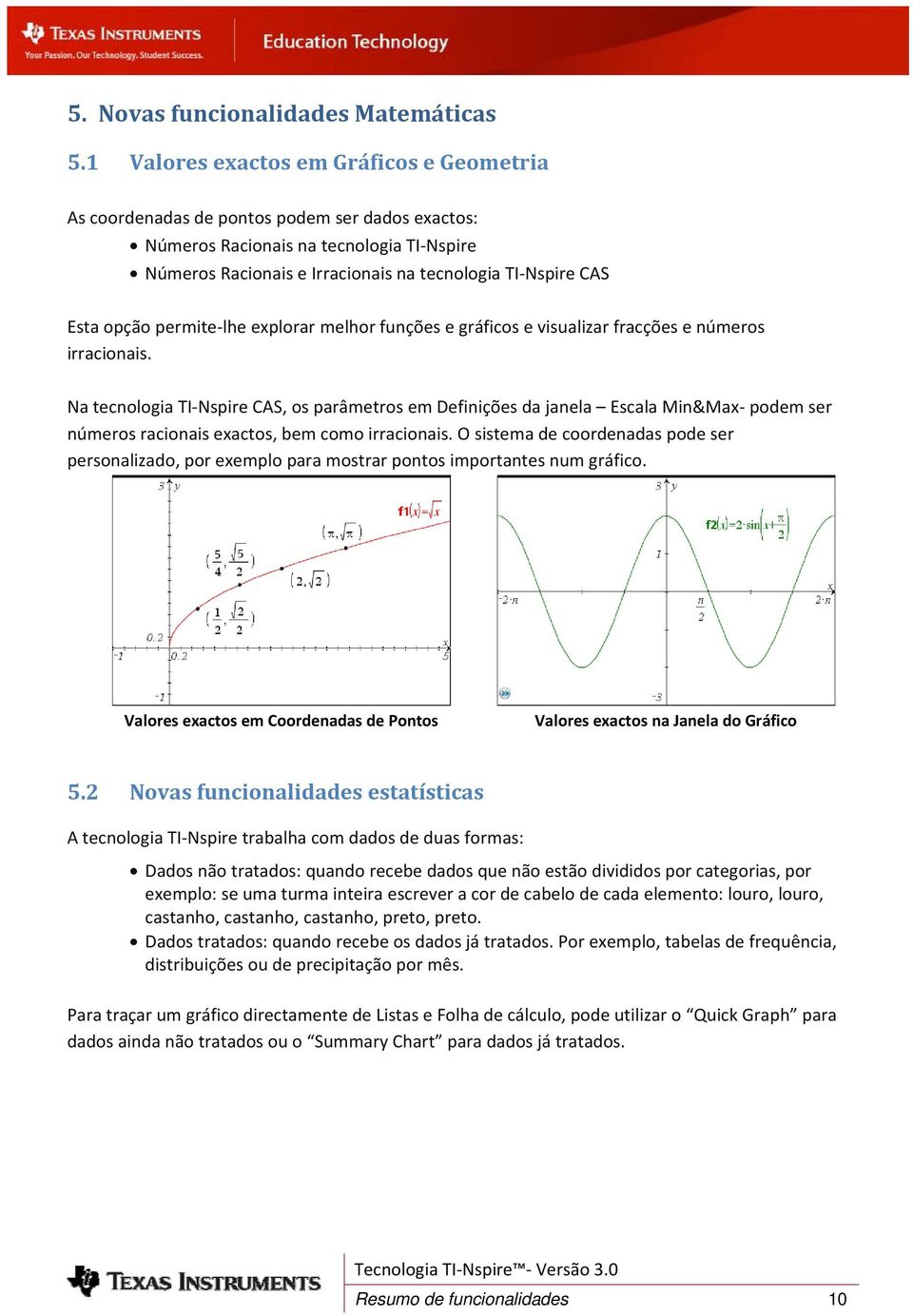 opção permite lhe explorar melhor funções e gráficos e visualizar fracções e números irracionais.