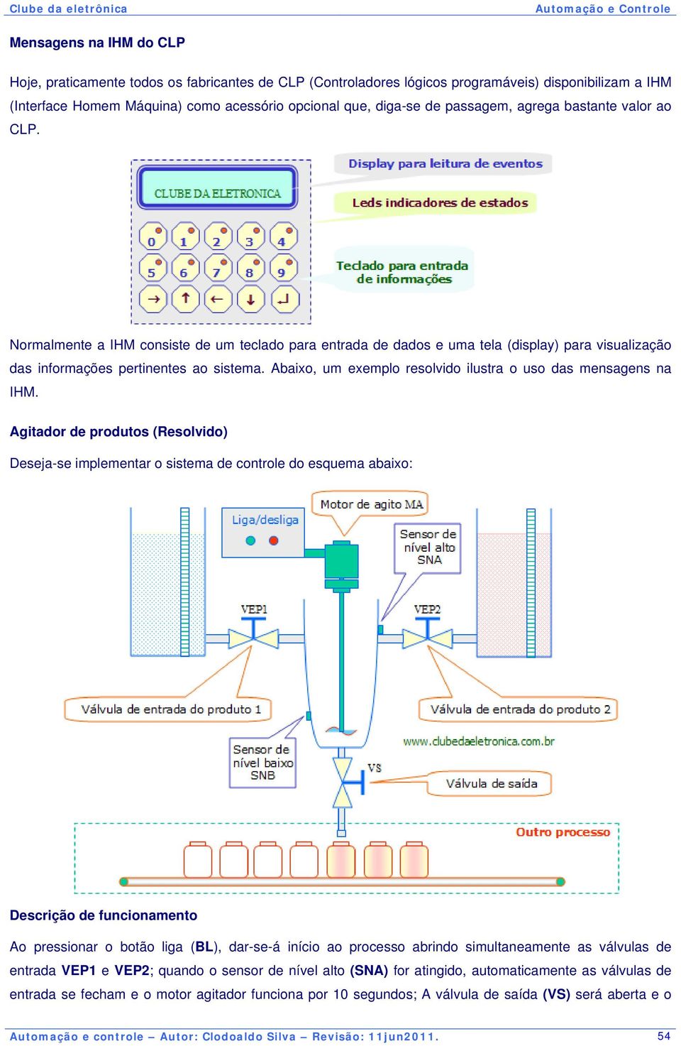 Abaixo, um exemplo resolvido ilustra o uso das mensagens na IHM.