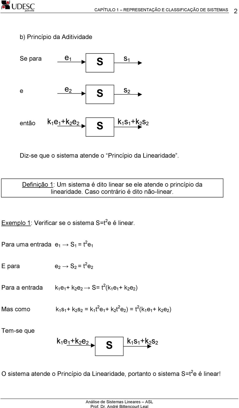 E xemplo 1: Verfcar se o ssema = e é lnear.