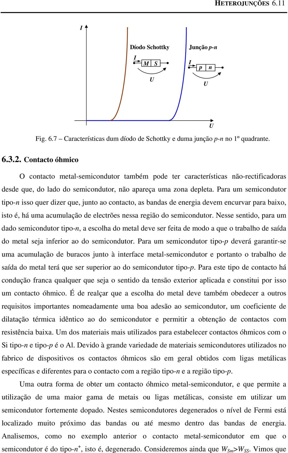 Para um semicodutor tipo- isso quer dizer que, juto ao cotacto, as badas de eergia devem ecurvar para baixo, isto é, há uma acumulação de electrões essa região do semicodutor.