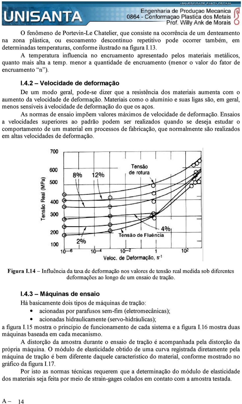 menor a quantidade de encruamento (menor o valor do fator de encruamento n ). I.4.